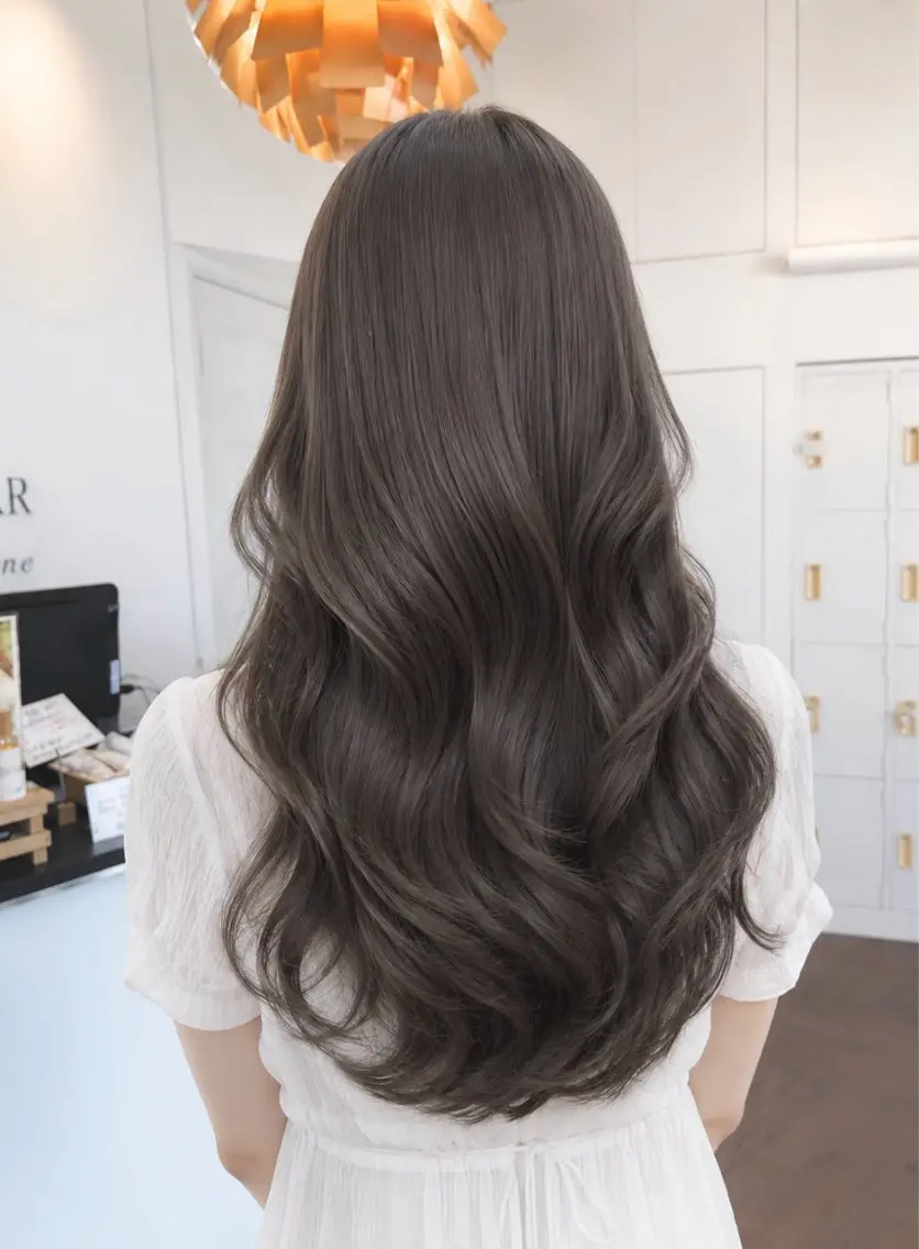 ロング 顔まわりレイヤー 顔周りカット 髪質改善 韓国風ヘア レイヤーカット カット ヘアカラー Apa kabar 鳳店 店長 吉田裕のヘアスタイル