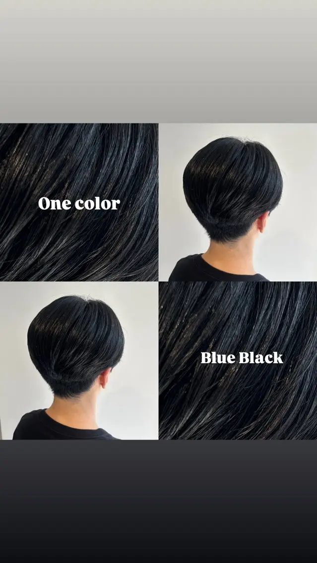 カラー 黒髪 ブルーカラー ブルーブラック 透明感カラー White stone 今村光希のヘアスタイル