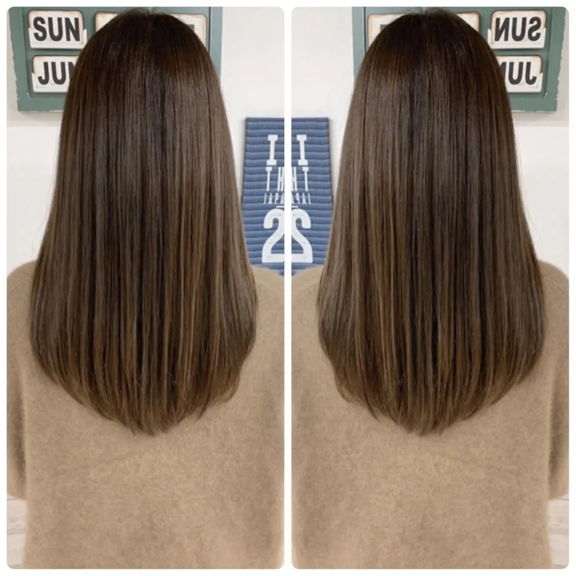 セミロング カラー カット ヘアカラー 京都大人女性ショート 徒歩1分/秋山のヘアスタイル