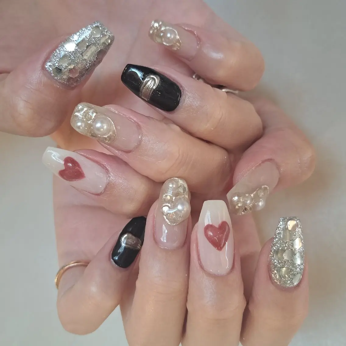 ネイル アートネイル ジェルネイル キラキラネイル 韓国ネイル ミラーネイル ハンドネイル Nail mood デザイン持ち込みokのネイルデザイン