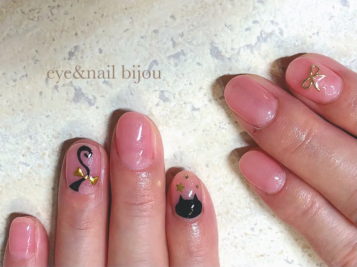 ネイル アートネイル リボン ハンドネイル n. sakiのネイルデザイン
