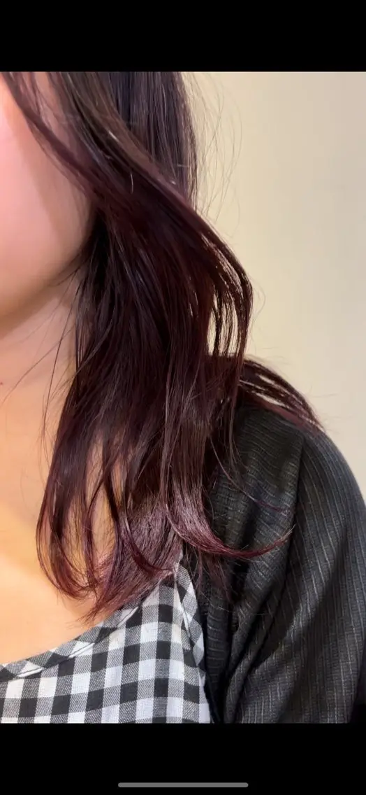 セミロング カラー レッドカラー ヘアカラー トリートメント オリーブ🎶アッシュ グレージュちひろ🧸のヘアスタイル
