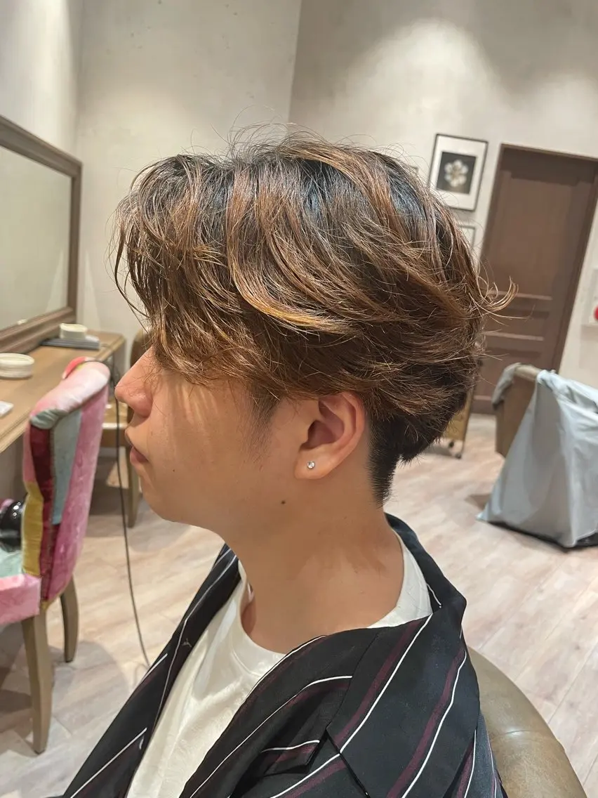 パーマ メンズ カット パーマ 森 泉琴のヘアスタイル