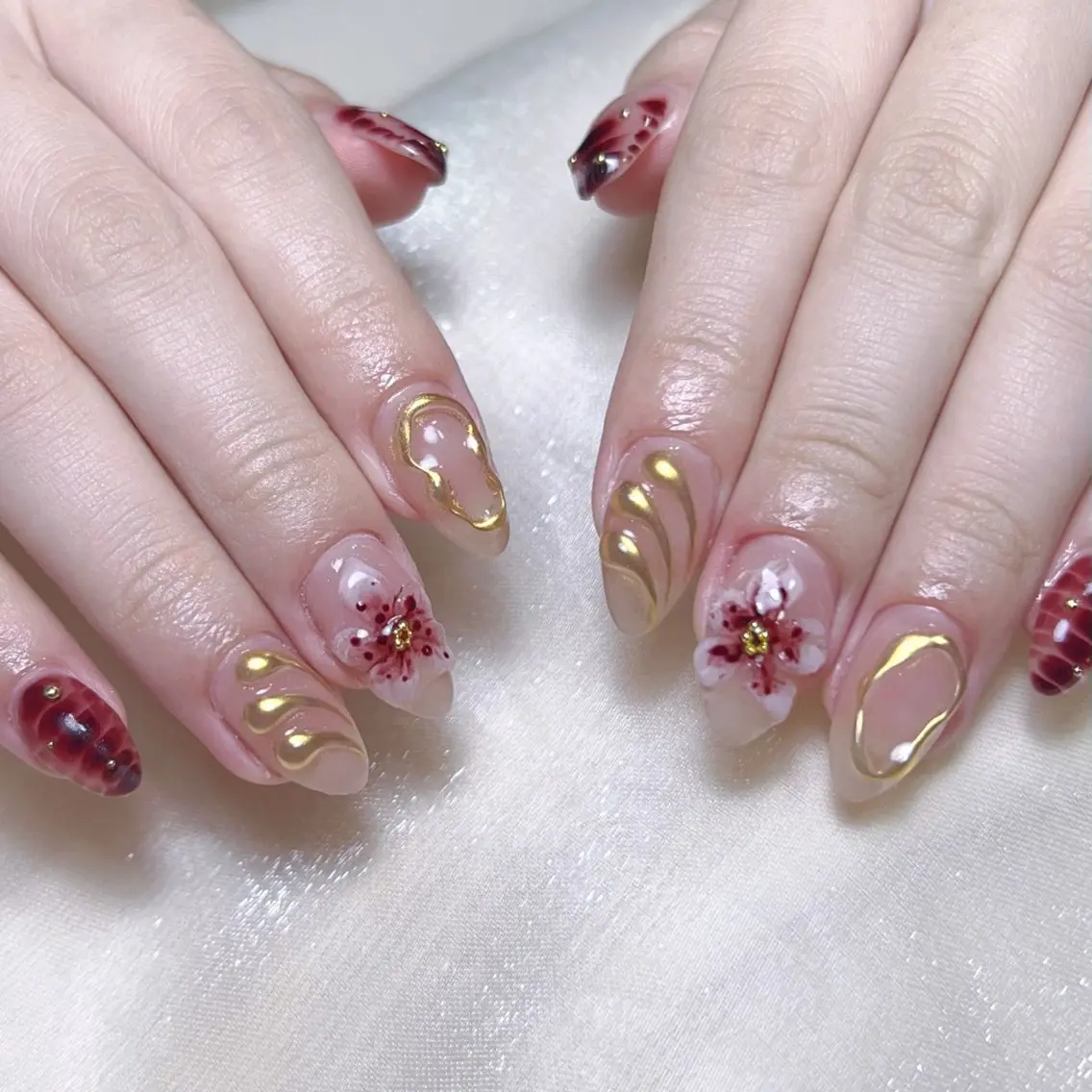 メンズ ネイル メンズ韓国風 アートネイル オーロラネイル ガーリー キラキラネイル ハンドネイル Nail salon 木にいるのネイルデザイン