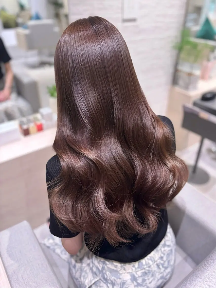ロング カラー ブリーチ ブラウンカラー ブリーチなしカラー 韓国風ヘア レイヤーカット ヘアカラー 銀座/韓国レイヤー/ 艶カラー🍓原田侑依のヘアスタイル
