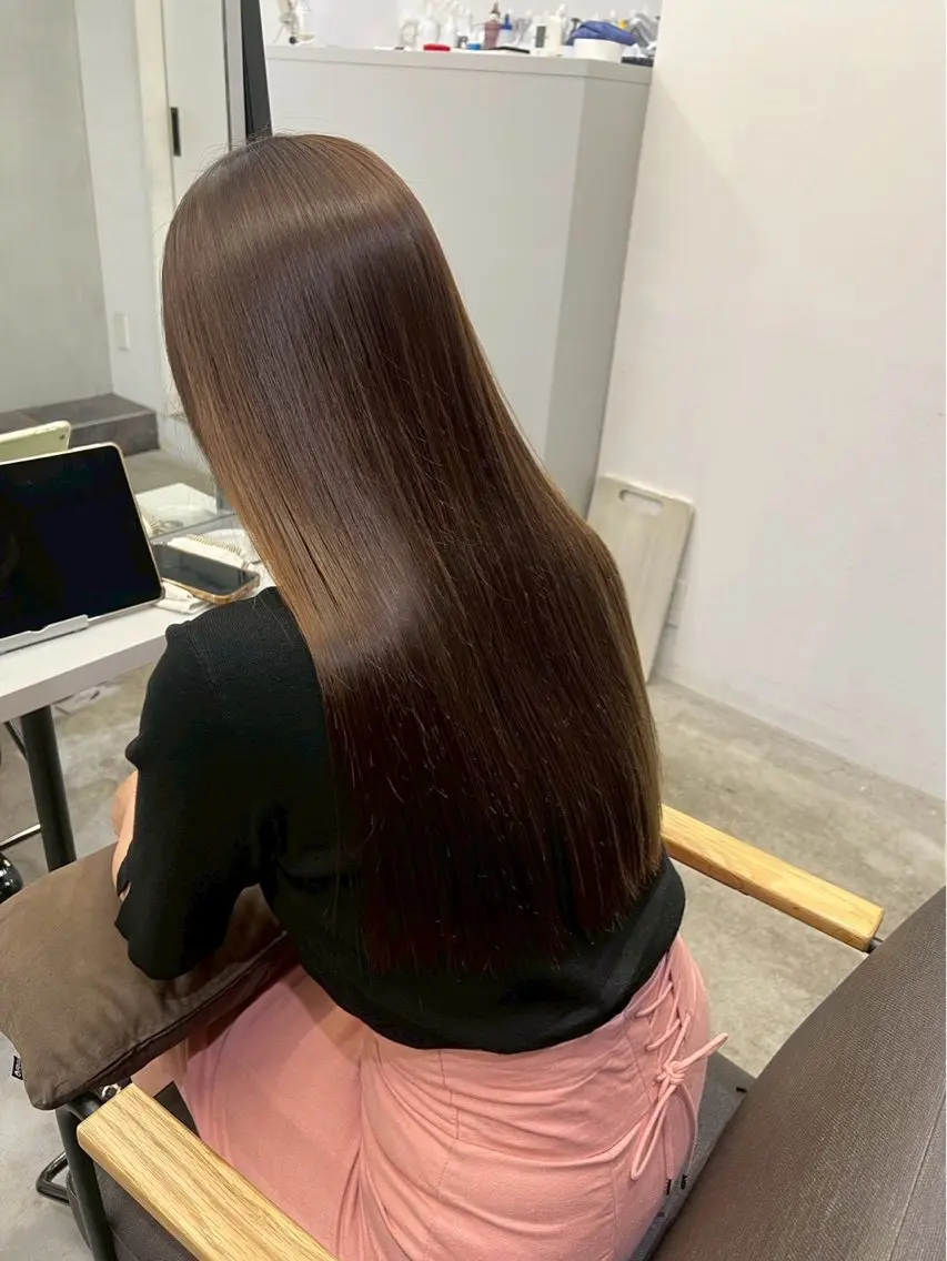 ロング パーマ 縮毛矯正 ハイトーンカラー が絶対可愛い✨泰聖✨のヘアスタイル