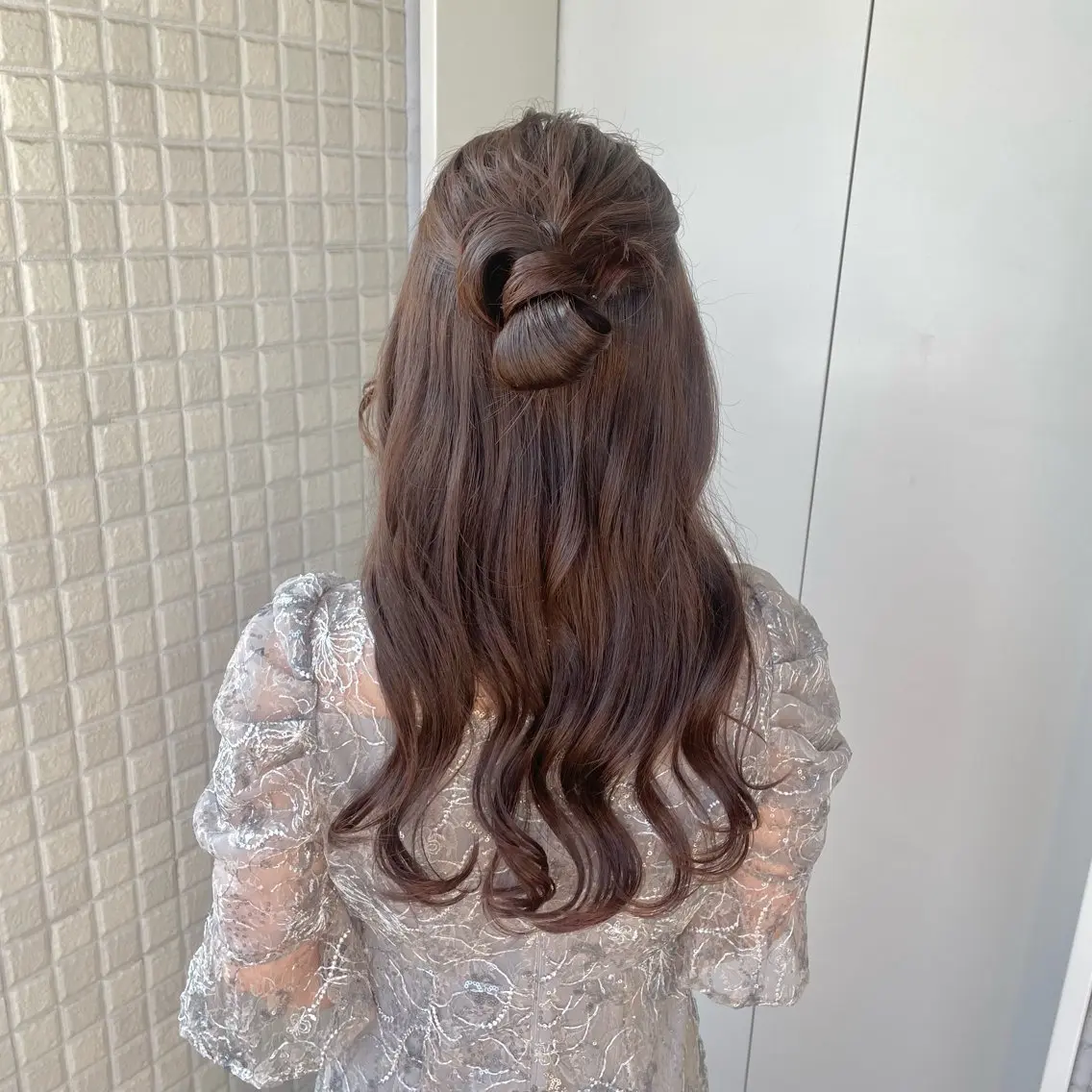 ヘアアレンジ ハーフアップ ヘアセット 銀座：似合わせカラー オリーブ🫒アレンジのヘアスタイル