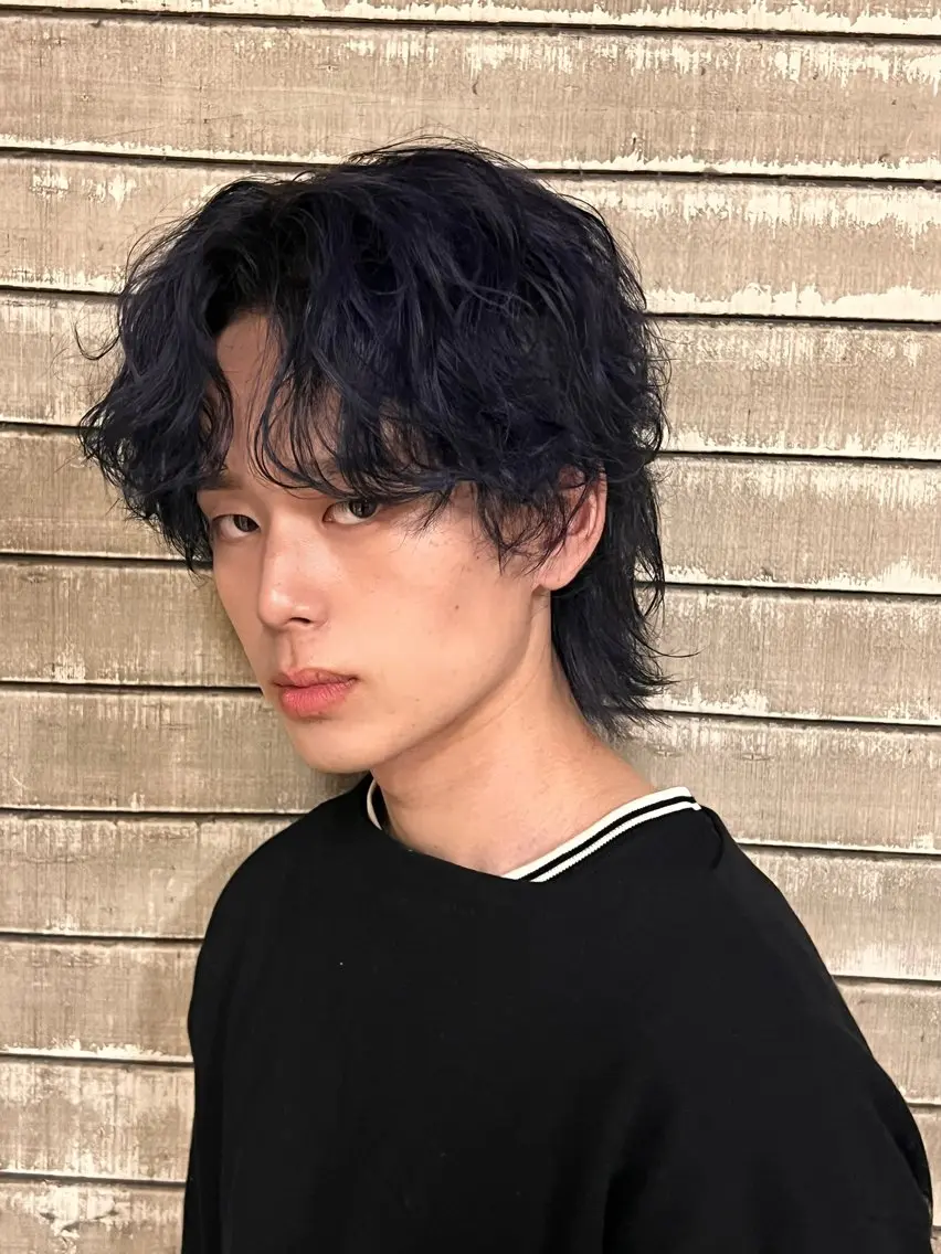 カラー メンズ ブルーカラー ブルーパープル 湖城 恵吾のヘアスタイル