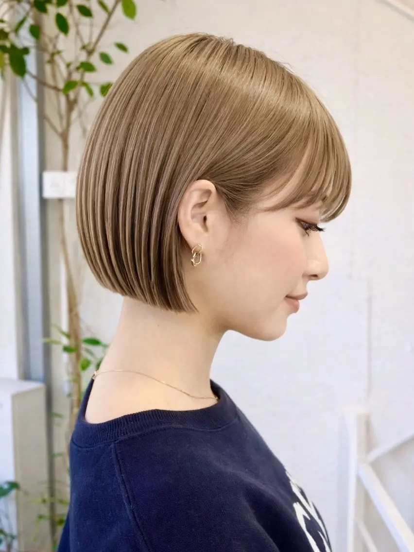 ショート カット ヘアカラー トリートメント 角岡 真帆/ボブ/髪質改善のヘアスタイル