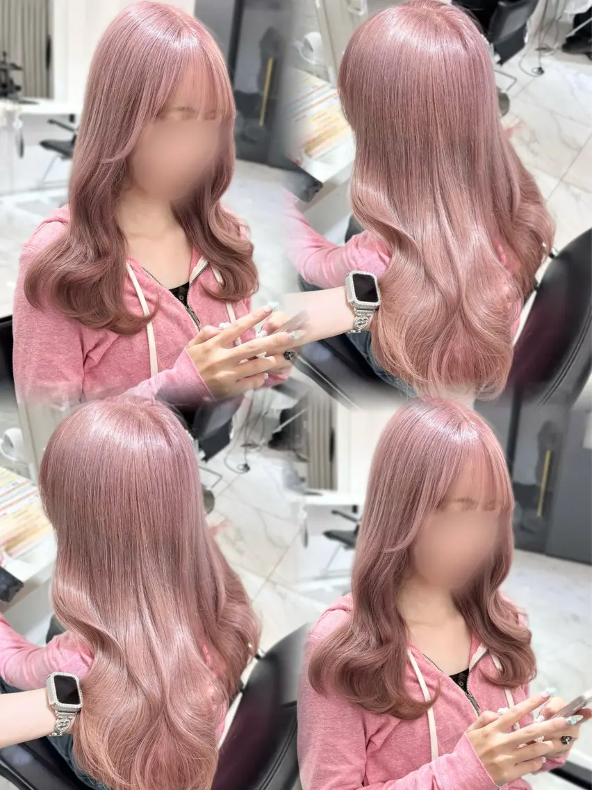 セミロング カラー ピンクカラー ヘアカラー トリートメント 盛れる顔周り🤍渋谷 Risa🎀のヘアスタイル