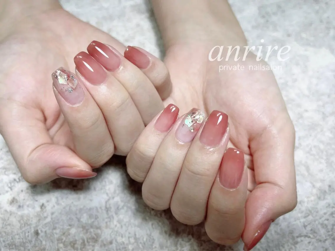 ネイル アートネイル ブルー ジェルネイル グラデーション ニュアンスネイル ハンドネイル nailsalon anrireのネイルデザイン
