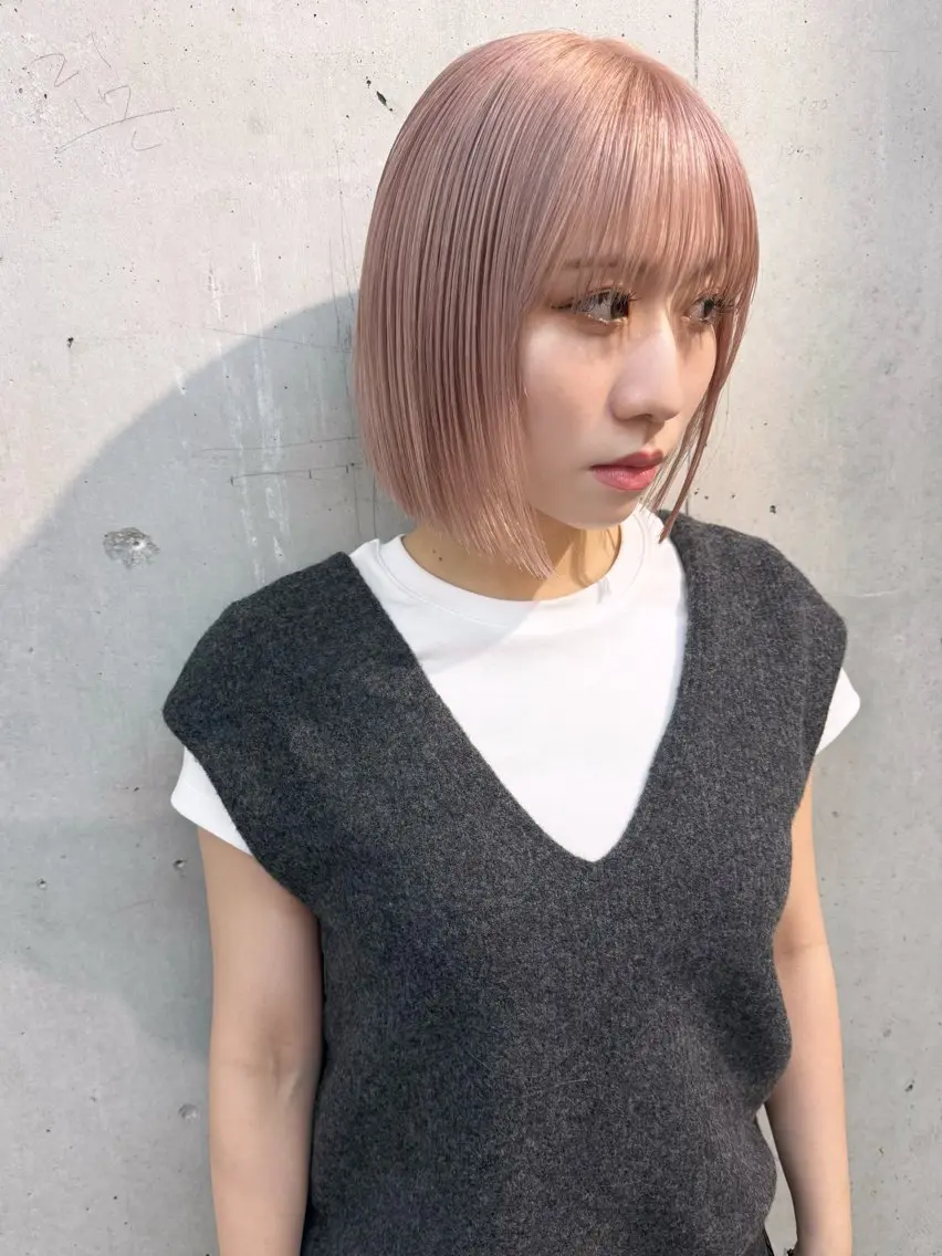 ショート カラー 切りっぱなしボブ ブリーチ ケアブリーチ ダブルカラー ハイライトカラー ヘアカラー lani ブリーチ /ダブルカラーのヘアスタイル
