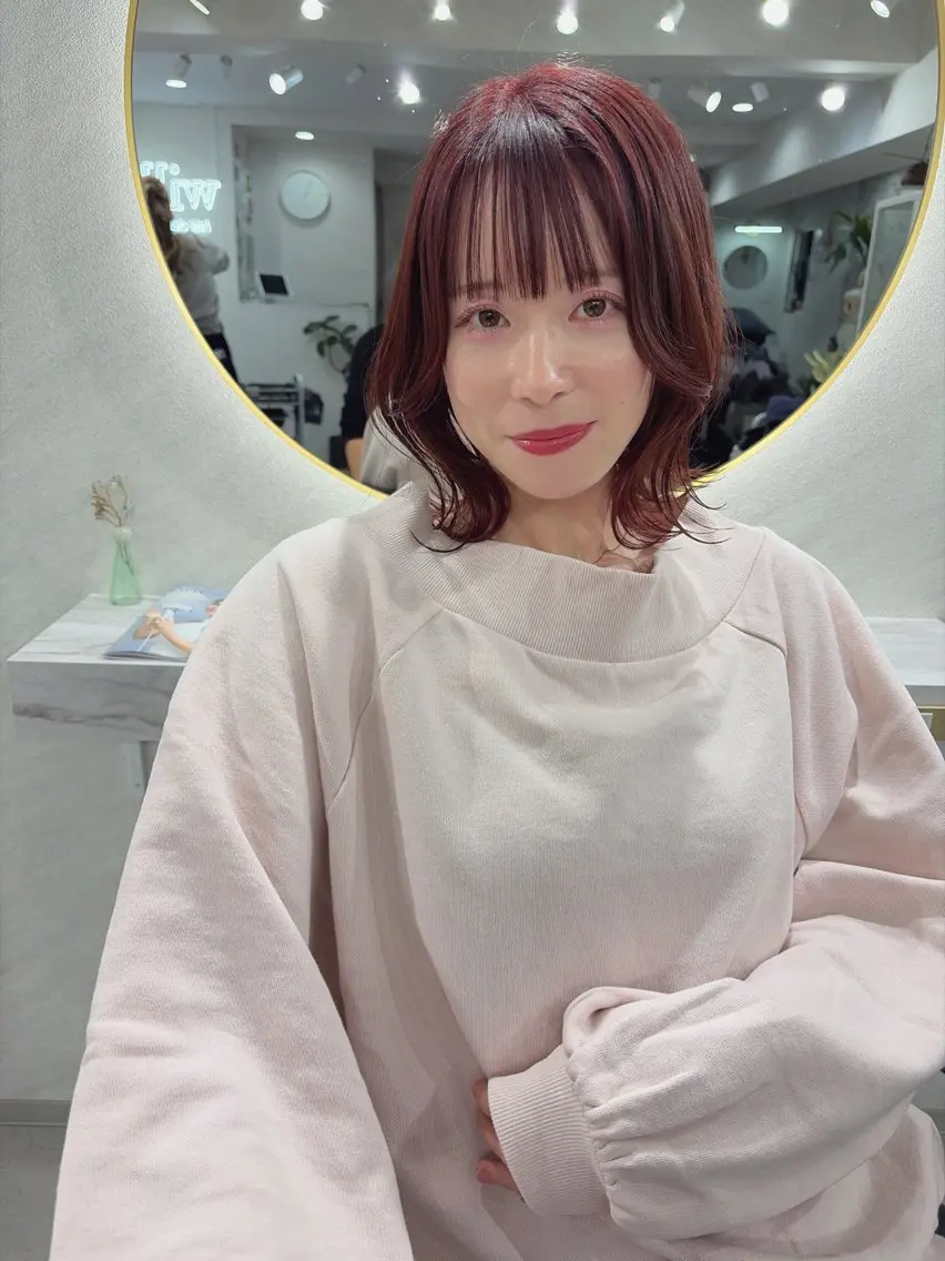 ミディアム カラー カット ヘアカラー トリートメント 髪質改善will hairdesignのヘアスタイル