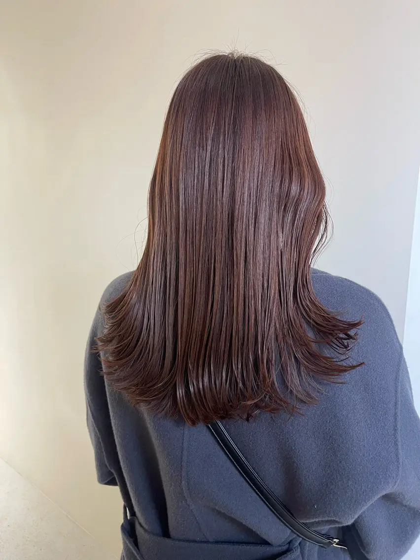 セミロング ラベンダーブラウン カット ヘアカラー トリートメント 蜂須賀🐝縮毛矯正 ストレートパーマのヘアスタイル