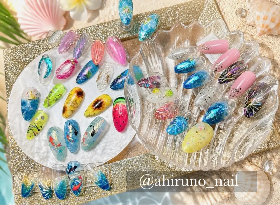 ネイル 夏ネイル ネイルチップ ハンドネイル 東京あきる野市ネイル ✿ ｙｕiのネイルデザイン