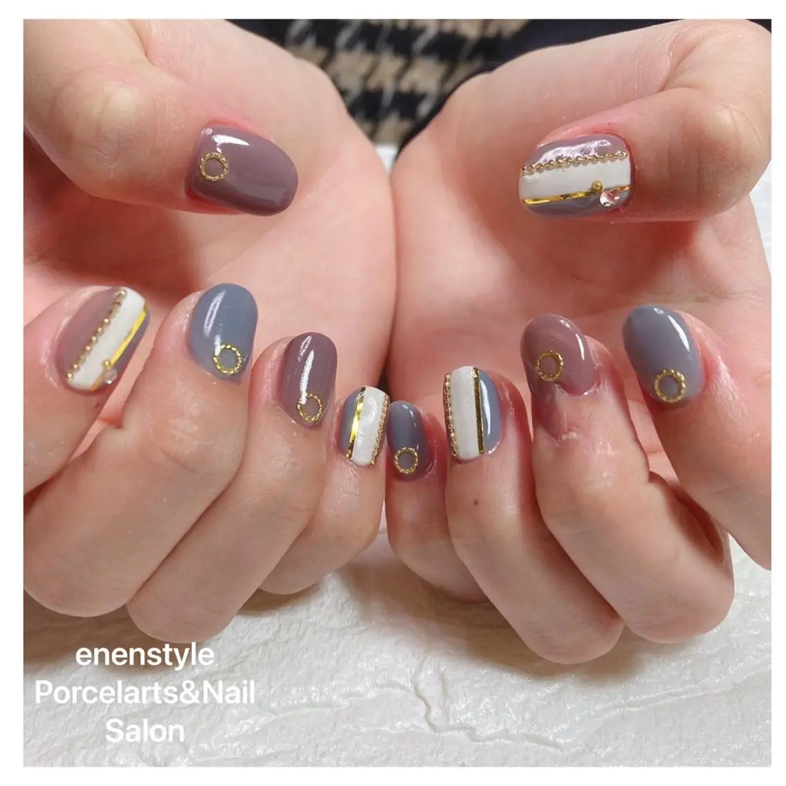 ミディアム ネイル ハンドネイル 🐾enen style 🐾のネイルデザイン