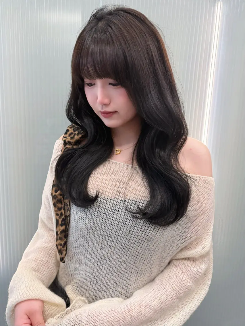 ロング 韓国風カラー 顔周りカット 韓国風ヘア ロング 韓国ヘア🤍 mionのヘアスタイル
