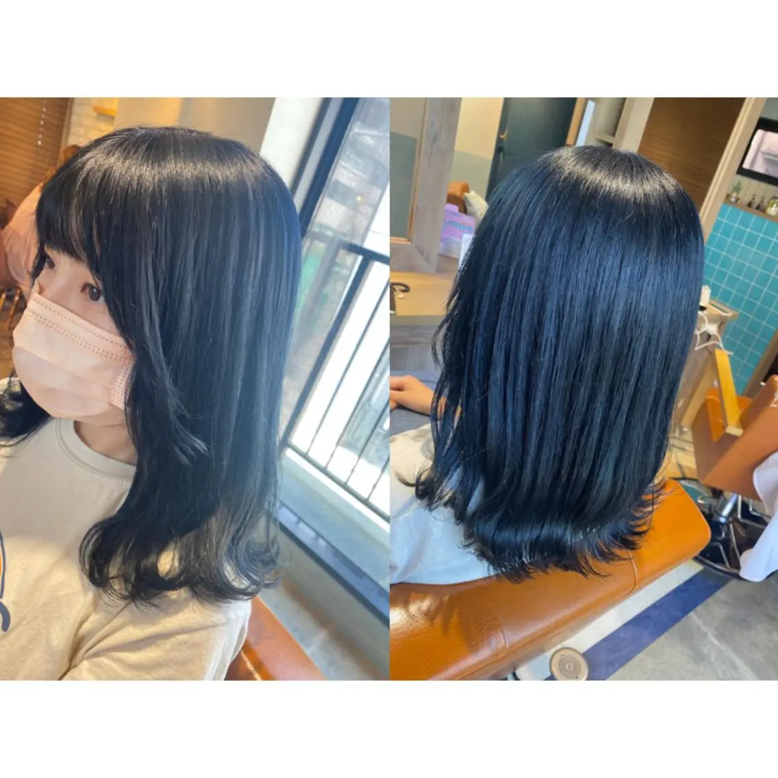 カラー ブリーチ ブルーカラー カット 縮毛矯正 トリートメント 🩵盛れる顔周りヘア EMI🩵のヘアスタイル
