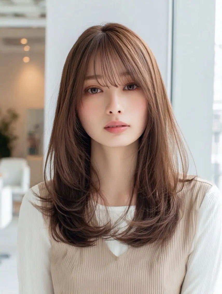 ロング 縮毛矯正 絶対綺麗な暖色カラー 🎯あります✨増渕✨のヘアスタイル