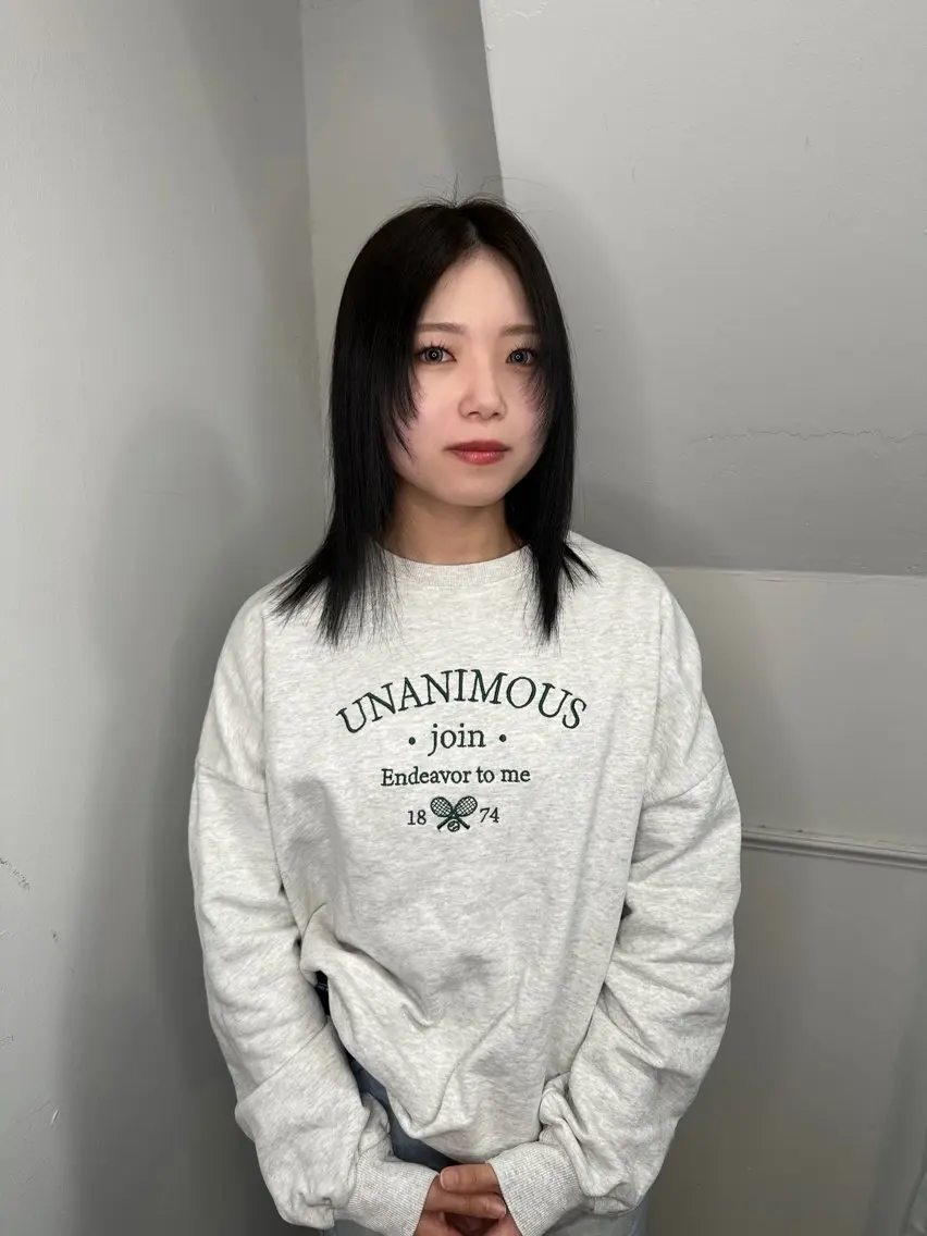 ミディアム ケアカラー ボブ 髪質改善 韓国風ヘア レイヤーカット ヘアカラー トリートメント 心斎橋 韓国レイヤ ー指名No.1renのヘアスタイル