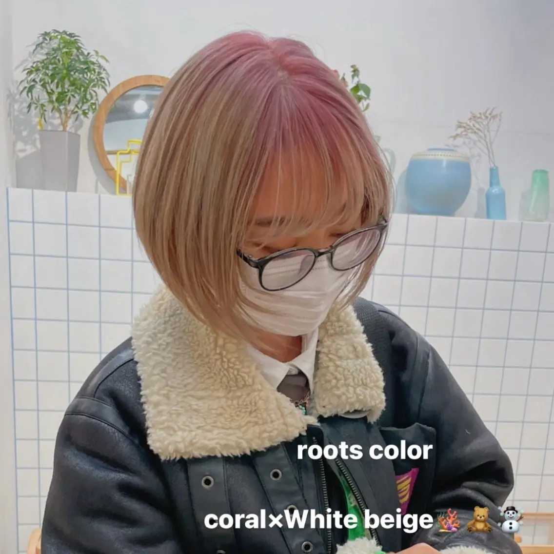 カラー ピンクカラー ヘアカラー ニイ/栄/ ボブカットモデル募集のヘアスタイル