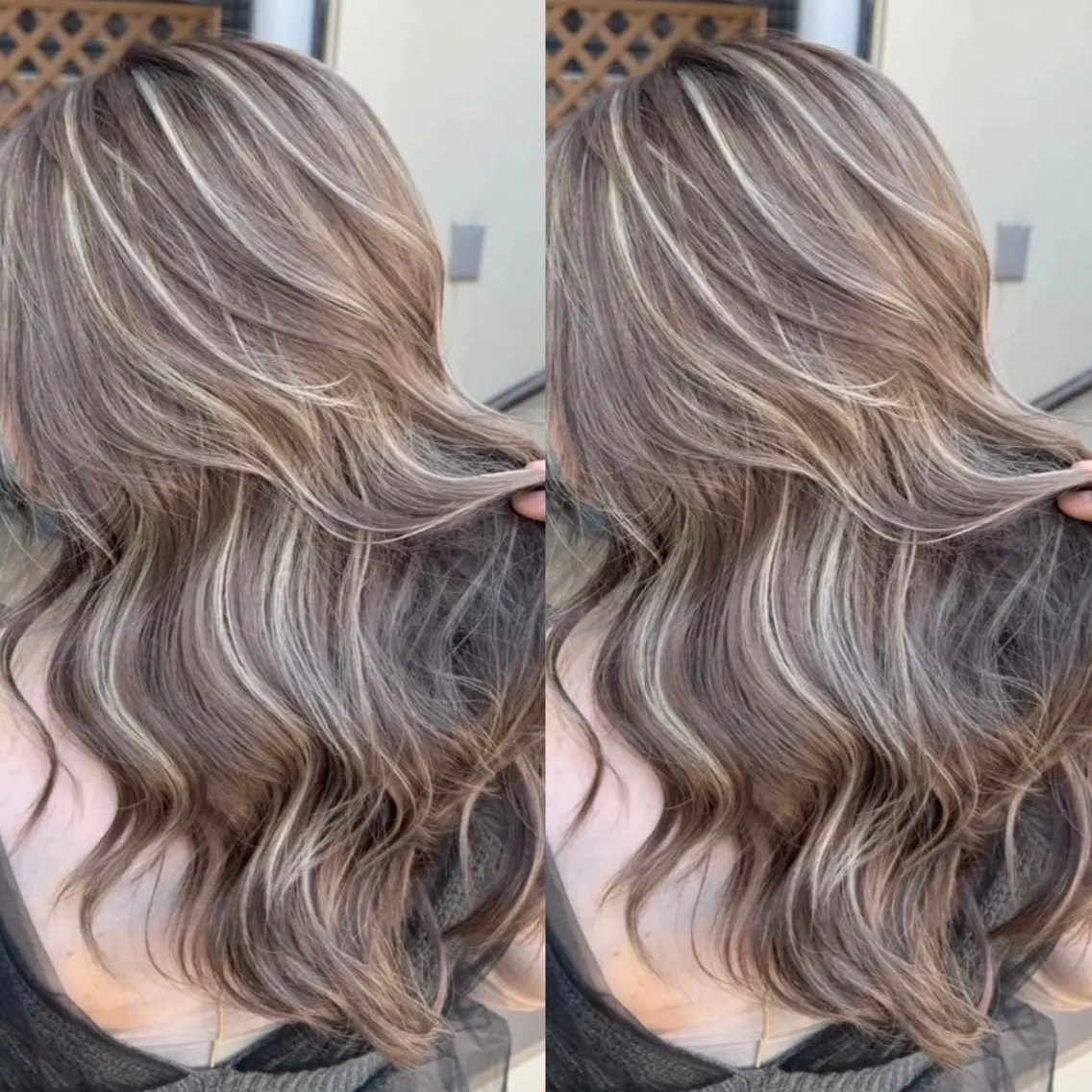 ロング カラー バレイヤージュ ベージュカラー ブリーチ ケアブリーチ グレージュ カット ヘアカラー トリートメント 表参道/ハイライト バレイヤージュのヘアスタイル