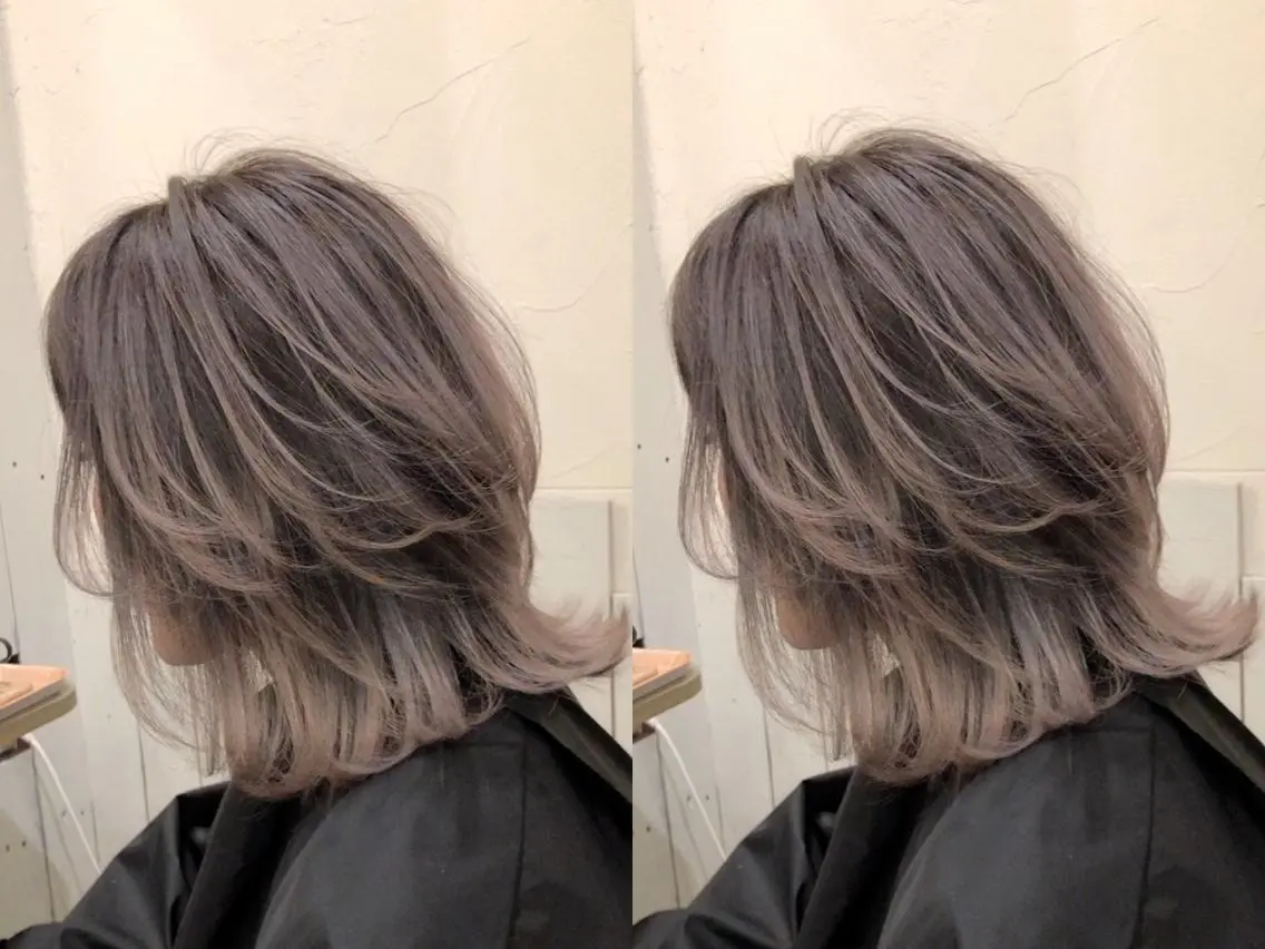 ミディアム カット ヘアカラー 韓国レイヤー外国人風 透明感カラー髪質改善のヘアスタイル