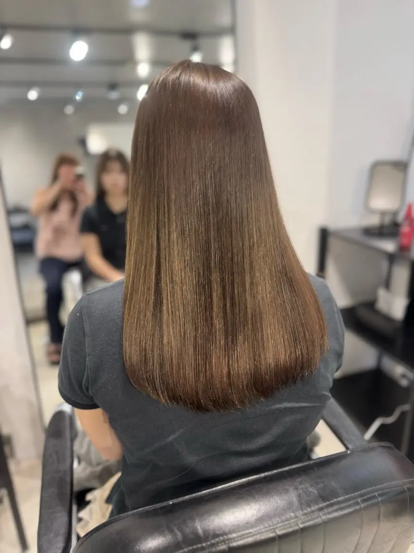 セミロング カラー パーマ ヘアアレンジ カット ヘアカラー 縮毛矯正 トリートメント ヘアセット 透明感/オリーブ/ グレージュ/YUKAのヘアスタイル
