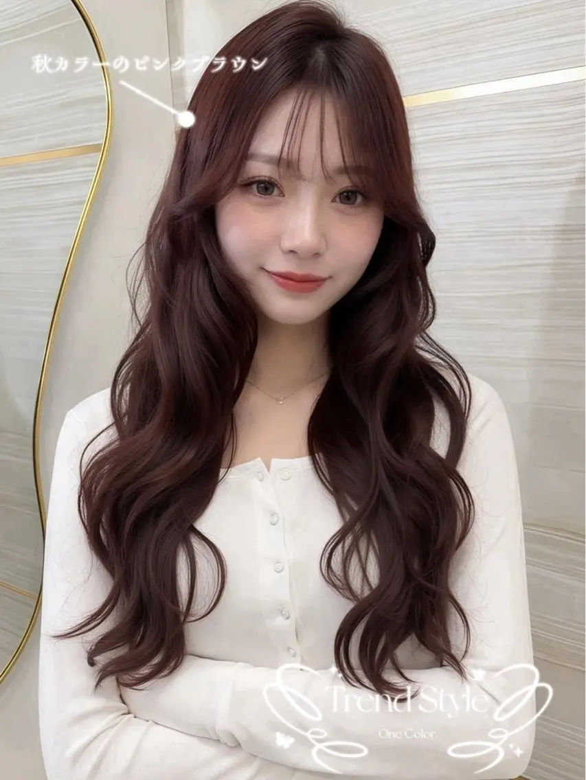 セミロング カラー ブラウンカラー ピンクカラー ピンクブラウン ヘアカラー トリートメント 🍑ももか🍑透明感 カラー/赤羽🦋のヘアスタイル