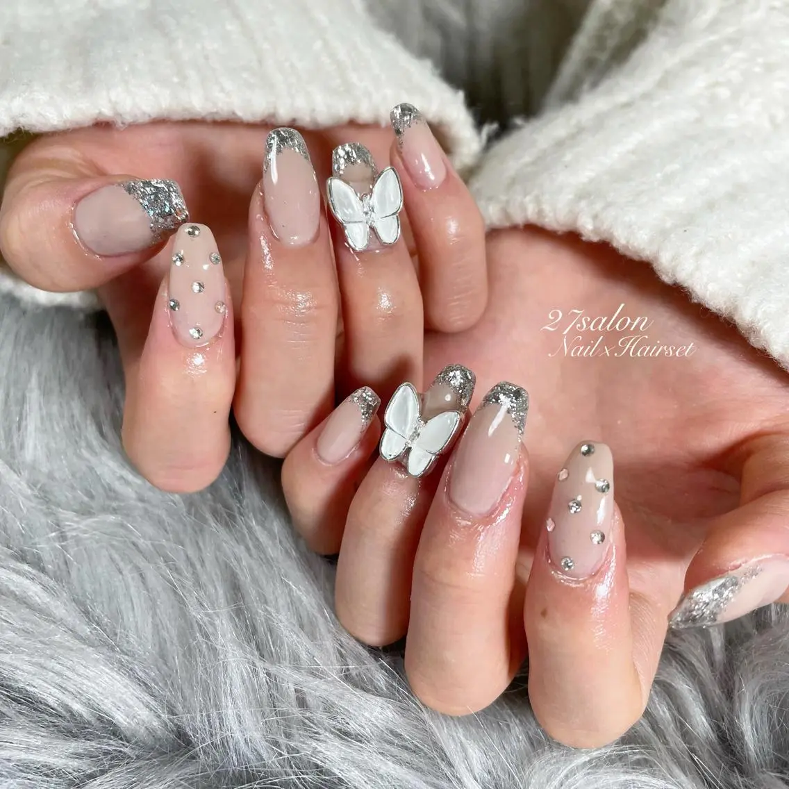 ネイル フレンチネイル ガラスフレンチ 27salon yuinaのネイルデザイン
