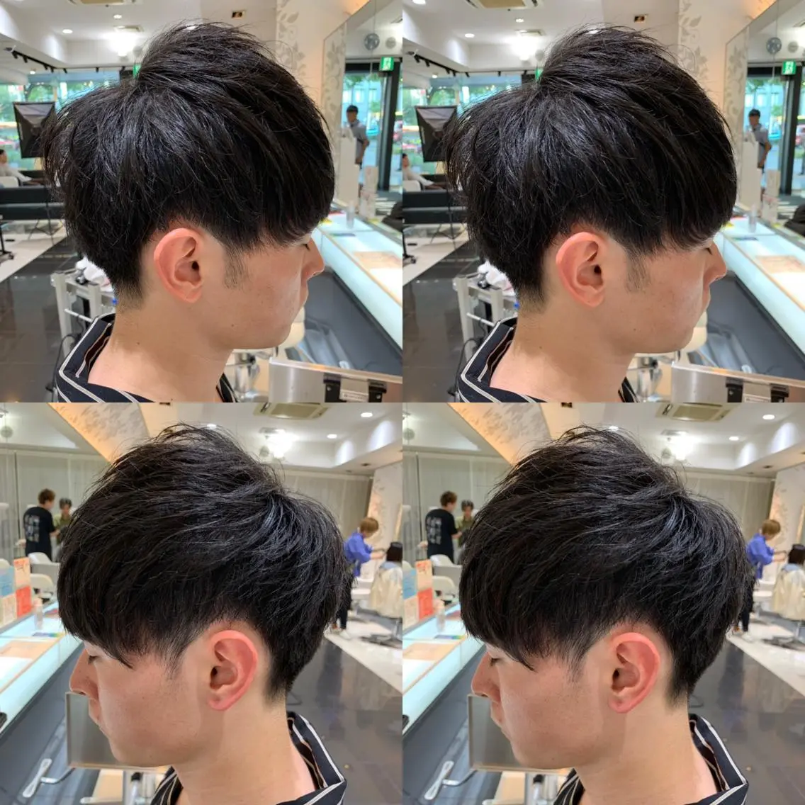 ショート パーマ メンズ マッシュ メンズパーマ ツーブロック 髪質改善 ストレートパーマ 赤み消しカラー /透明感カラー 上長のヘアスタイル