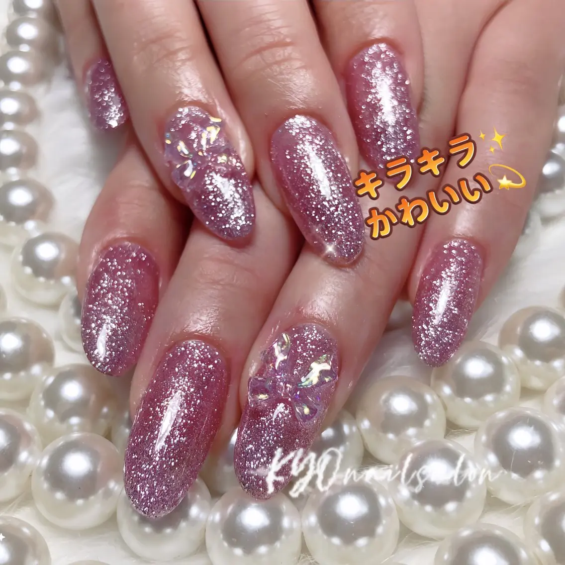 🪐HAND🪐ラメワンカラー2色まで+パーツ２個の写真