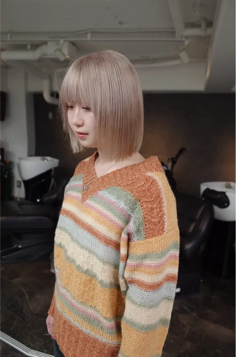 ミディアム カラー ベージュカラー ホワイトベージュ ボブ 髪質改善/ブリーチ EITOのヘアスタイル