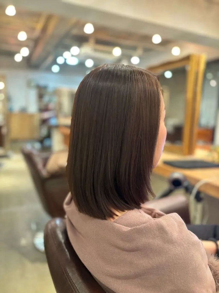 ミディアム カラー ベージュカラー オリーブベージュ トリートメント 髪質改善カラー ベージュ🤎YUMEのヘアスタイル