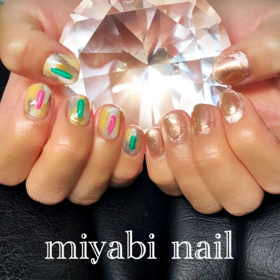 ネイル アートネイル マグネットネイル ミラーネイル 持ち込み ニュアンスネイル ハンドネイル miyabi nail 桂川駅近くのネイルデザイン