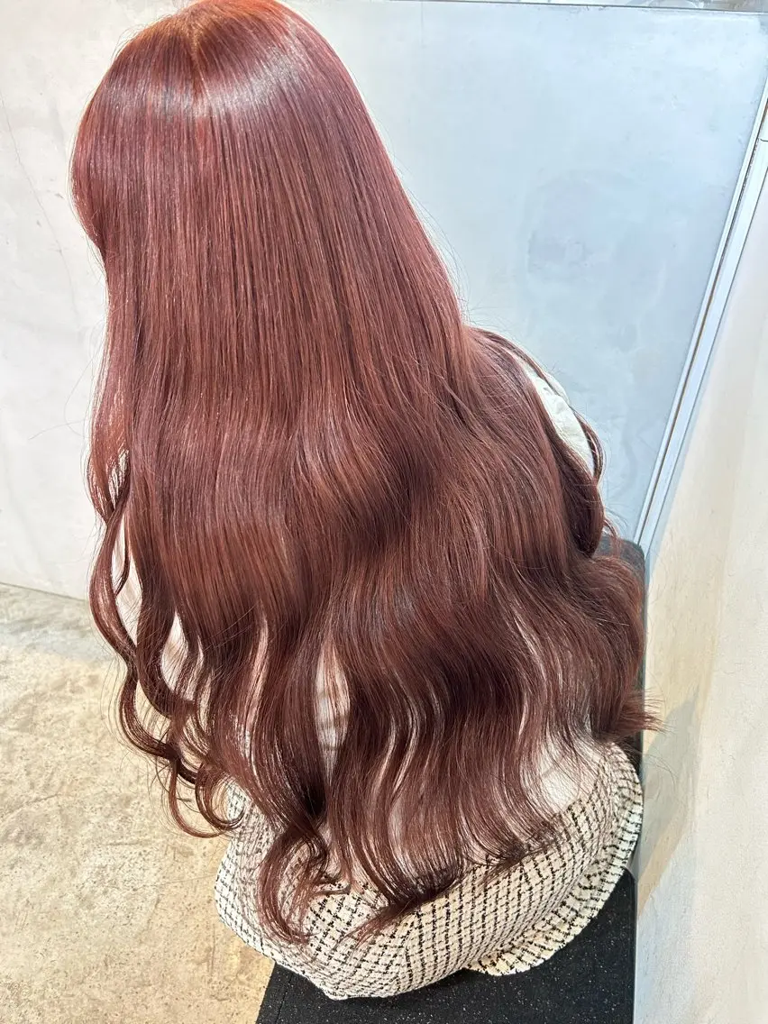 ロング カラー ブラウンカラー ピンクカラー ピンクブラウン カット ヘアカラー トリートメント 🧸艶々韓国ヘア 🧁mizunaのヘアスタイル