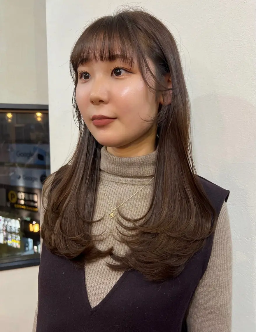 セミロング 韓国ヘア 🎀華澄のヘアスタイル