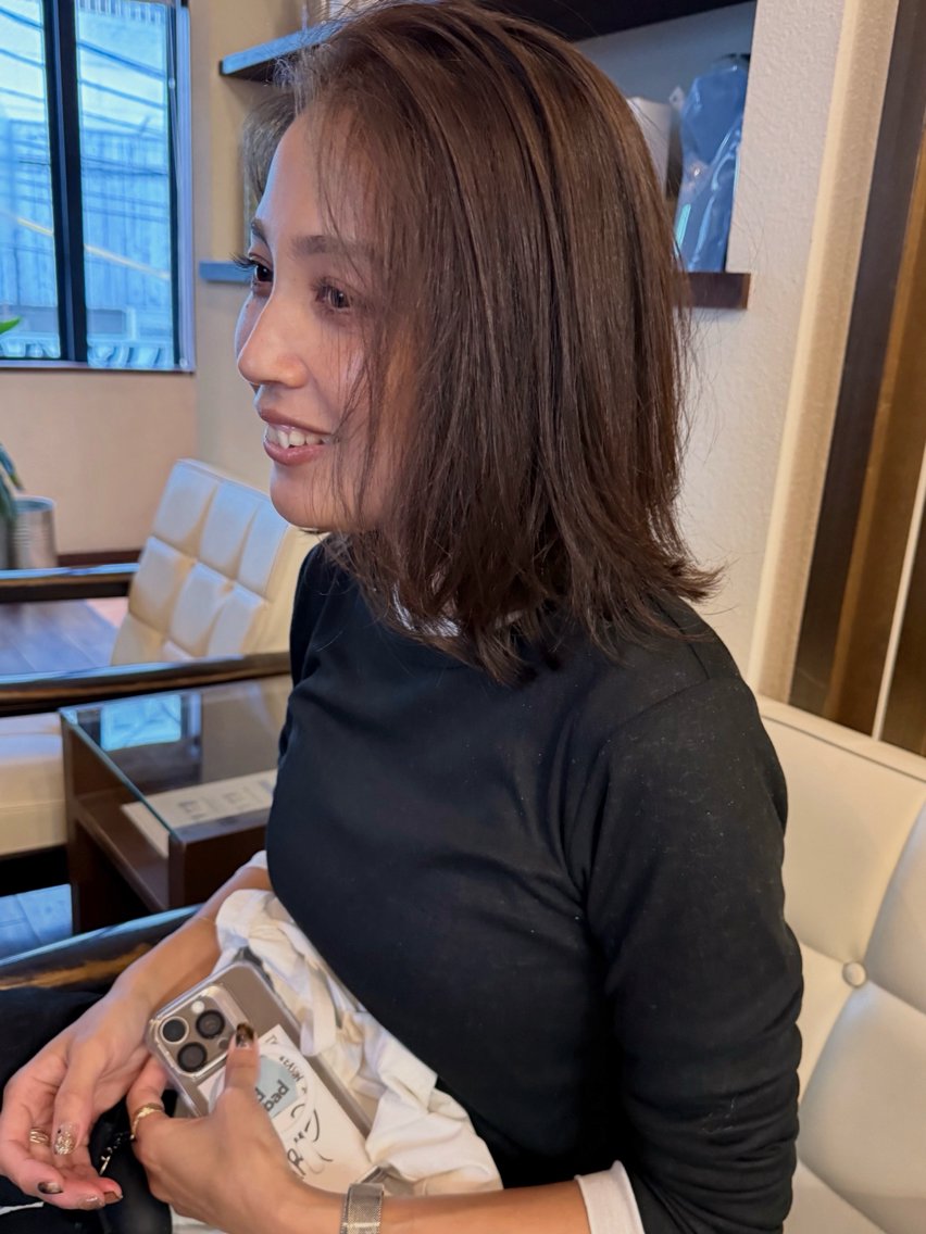 ミディアム カラー ベージュカラー カット ヘアカラー トリートメント 田室和幸 河原町のヘアスタイル