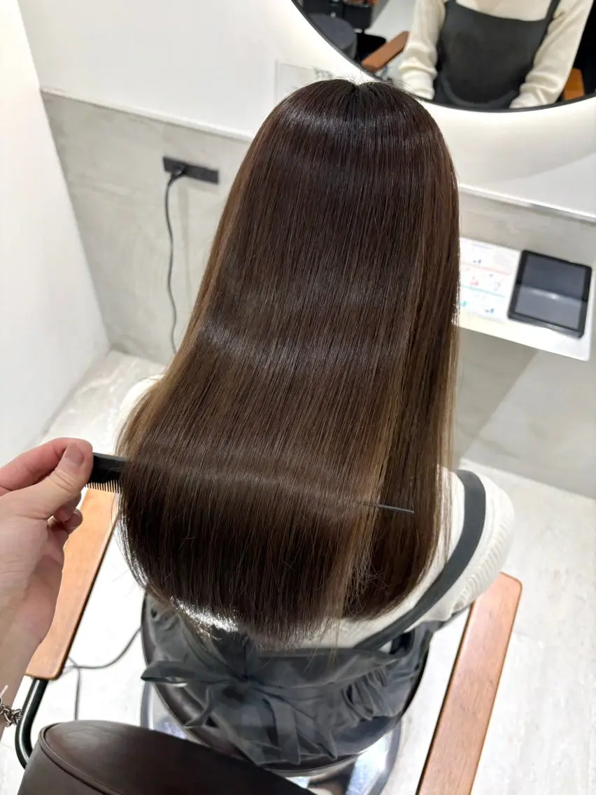 セミロング カラー 透明感カラー 髪質改善 トリートメント ヘアカラー トリートメント 髪質改善 縮毛矯正/ レイヤー/銀座/本木のヘアスタイル