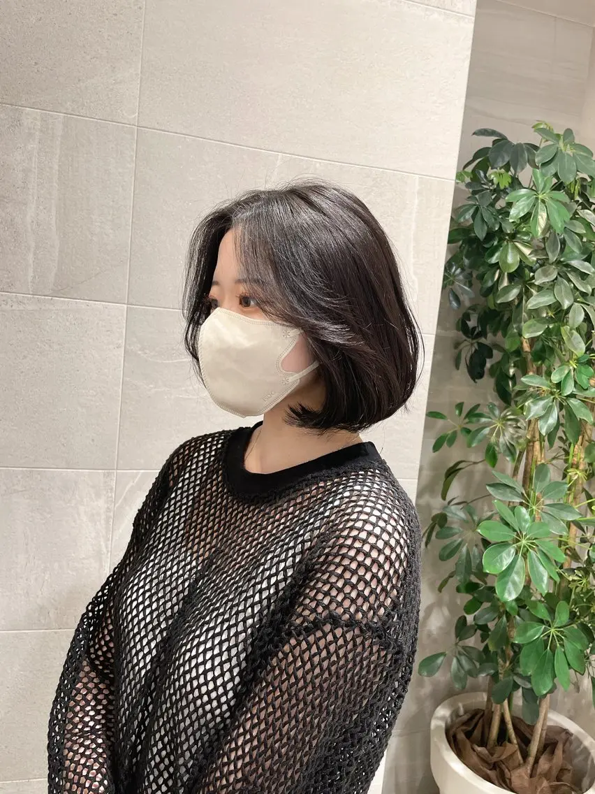 ミディアム ボブ タンバルモリ 韓国風ヘア カット ヘアカラー ウルフカット/ ハッシュカット/山路のヘアスタイル