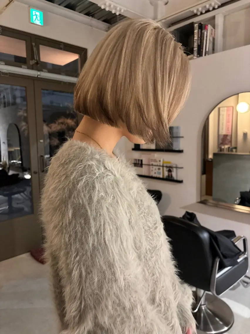 ミディアム ボブ ヘアカラー 田中 隼斗のヘアスタイル