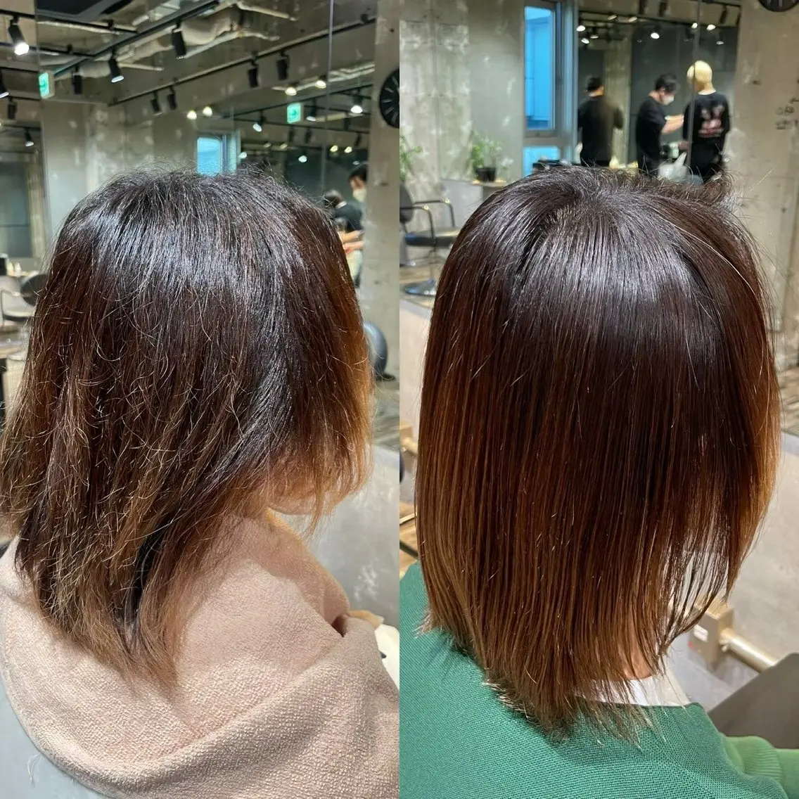 セミロング 縮毛矯正 北岡 のどかのヘアスタイル