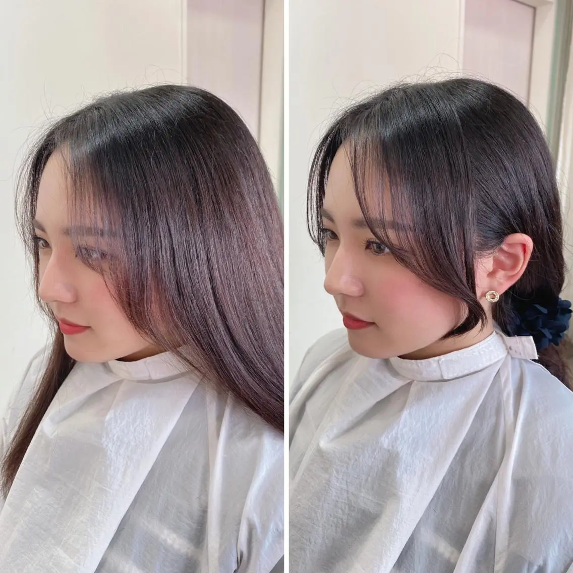 セミロング 顔周りカット 【艶ヘア】 どうまえのヘアスタイル