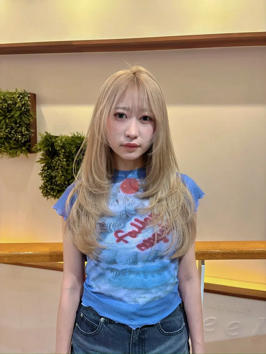 ロング カラー ブロンド レイヤーカット カット ヘアカラー トリートメント レイヤーカット /髪質改善/千葉怜寿のヘアスタイル