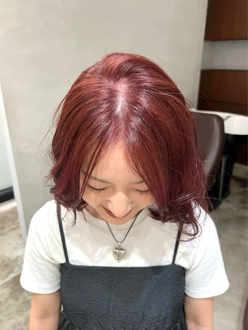 ミディアム カラー ヘアカラー 暖色🍇/透明感/ 髪質改善/YUIKOのヘアスタイル