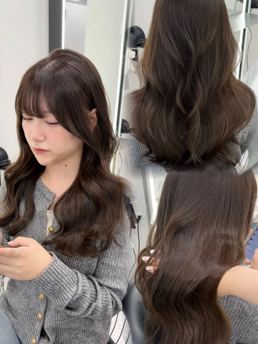 ロング カラー カット ヘアカラー トリートメント ブリーチなしヘーゼル 🤎透明感カラー 唯のヘアスタイル