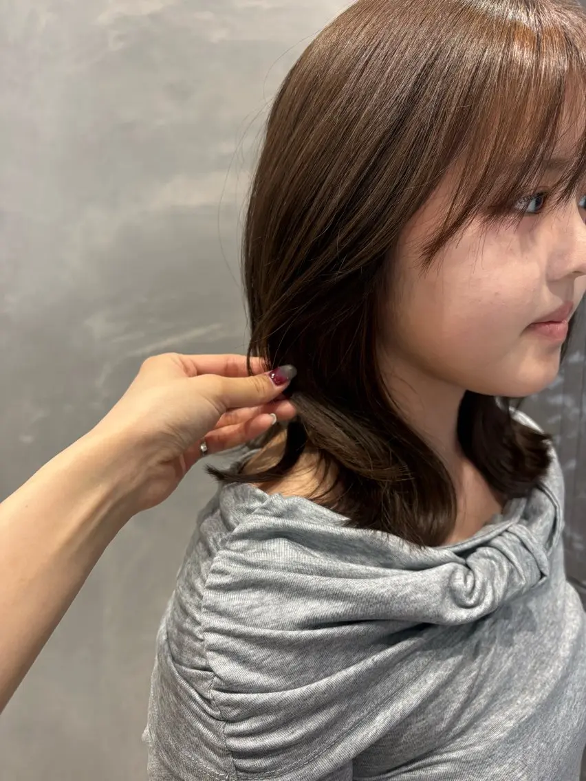 ミディアム カラー ブラウンカラー くびれヘア 顔周りカット レイヤーカット カット ヘアカラー トリートメント 🪿透明感/艶カラー ﾜﾀﾅﾍﾞｱｵｲのヘアスタイル