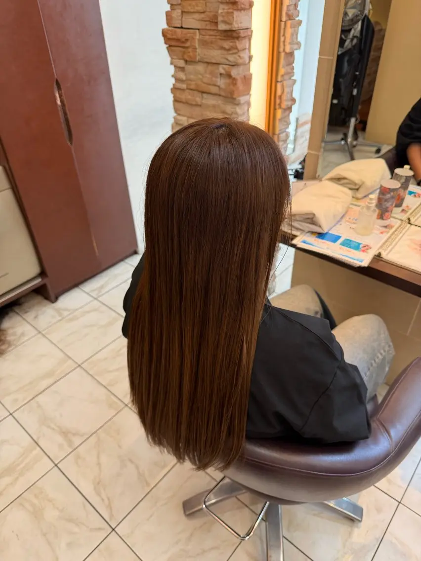 ロング 酸性ストレート カット 縮毛矯正 篠崎 大翔のヘアスタイル