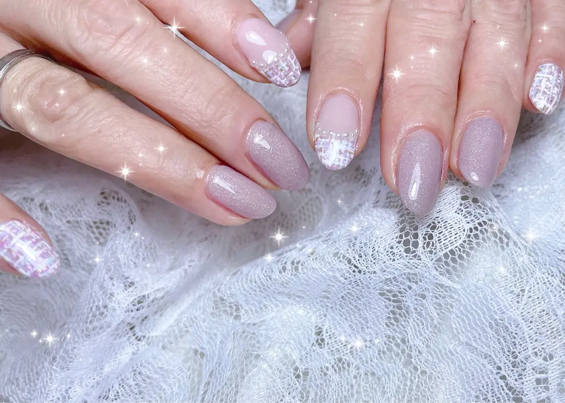 ネイル アートネイル パステルネイル ツイードネイル ハンドネイル FLARE NAIL フレアネイルのネイルデザイン