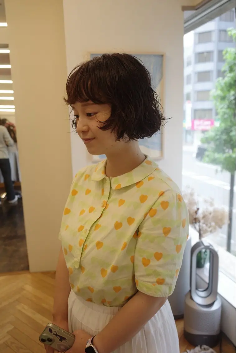 ショート パーマ ボブ レイヤーカット パーマ 西山 紗耶香🪽 透明感カラー/ボブのヘアスタイル